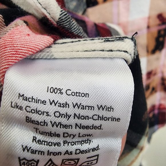 Eddie Bauer bleach dyed upcycled flannel shirt woman's size small - Picture 11 of 12